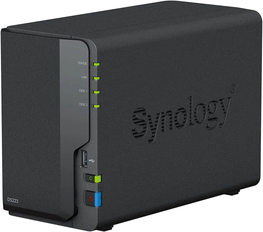 Synology DS223 Diskstation NAS (Realtek RTD1619B Quad-Core 2GB Ram 1xRJ-45 1GbE LAN-Port) 2-Bay with 2X 4TB WD Red Plus (Total 8TB)