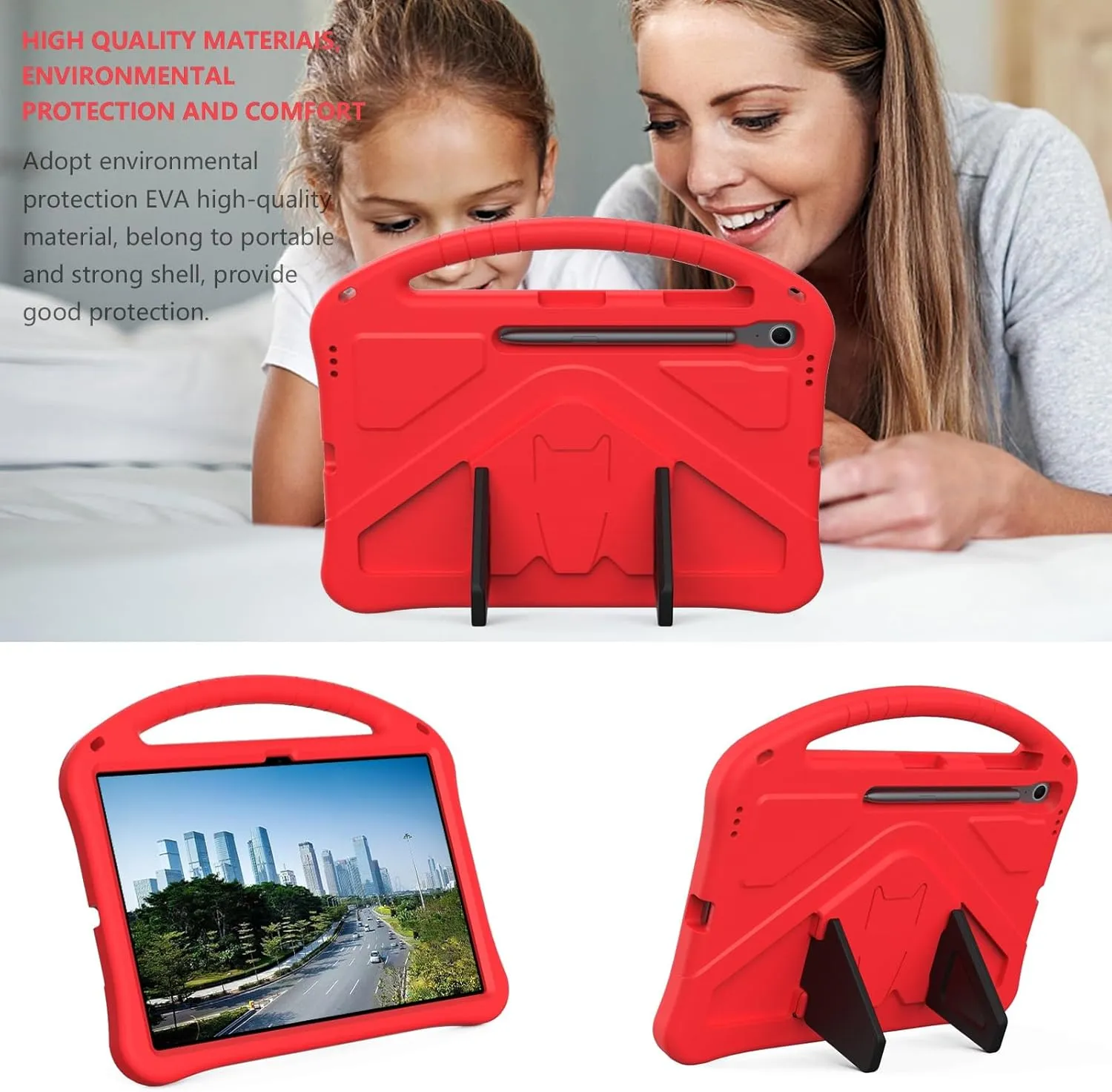 Tablet PC Bags Cases Sleeves Lightweight Shockproof Kids Friendly Cover Compatible with Samsung Galaxy Tab S10 FE Plus 13.1" SM-X620/X626B 2025,with Handle Stand Thickned Cornor Impact Protection Tabl
