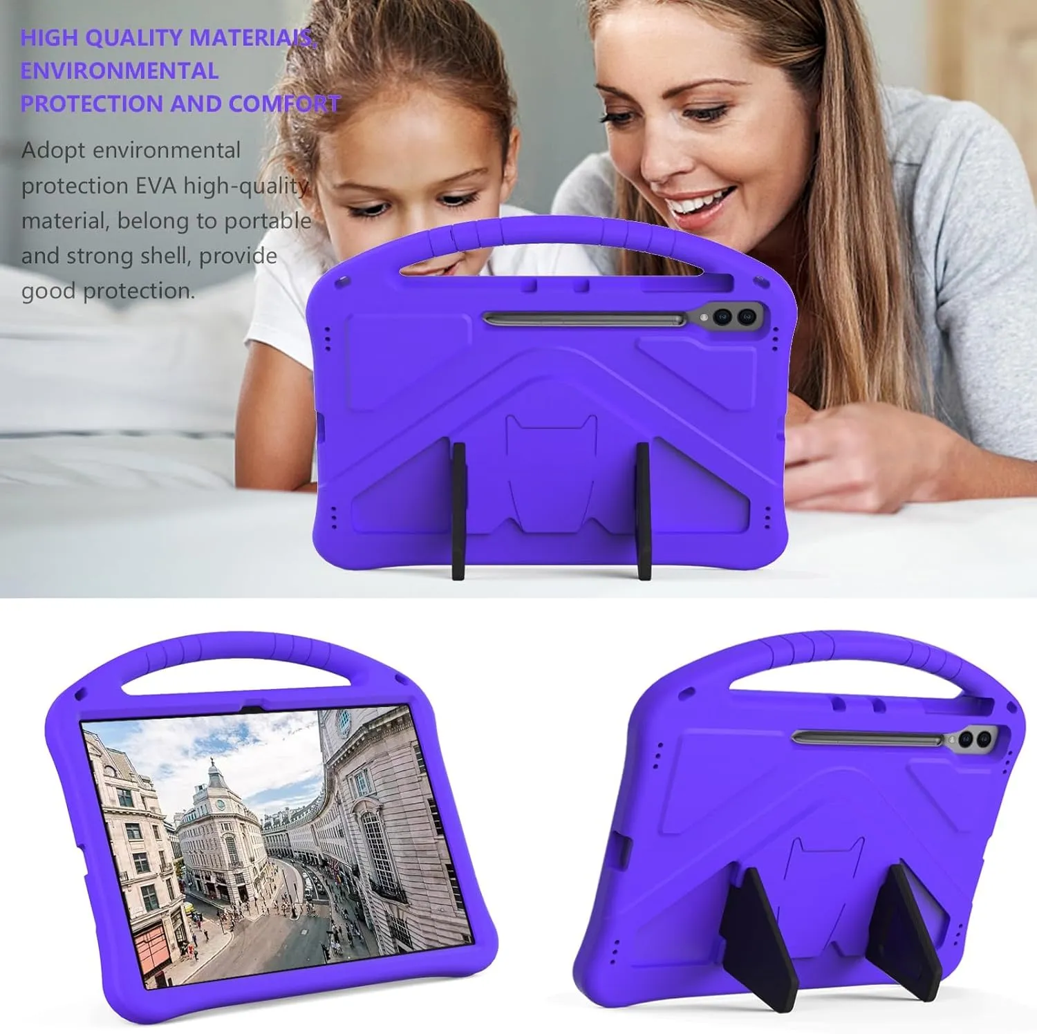 Tablet PC Bags Cases Sleeves Lightweight Shockproof Kids Friendly Cover Compatible with Samsung Galaxy Tab S10 Ultra 14.6 inch 2024 SM-X920,with Handle Stand Thickned Cornor Impact Protection Tablet C