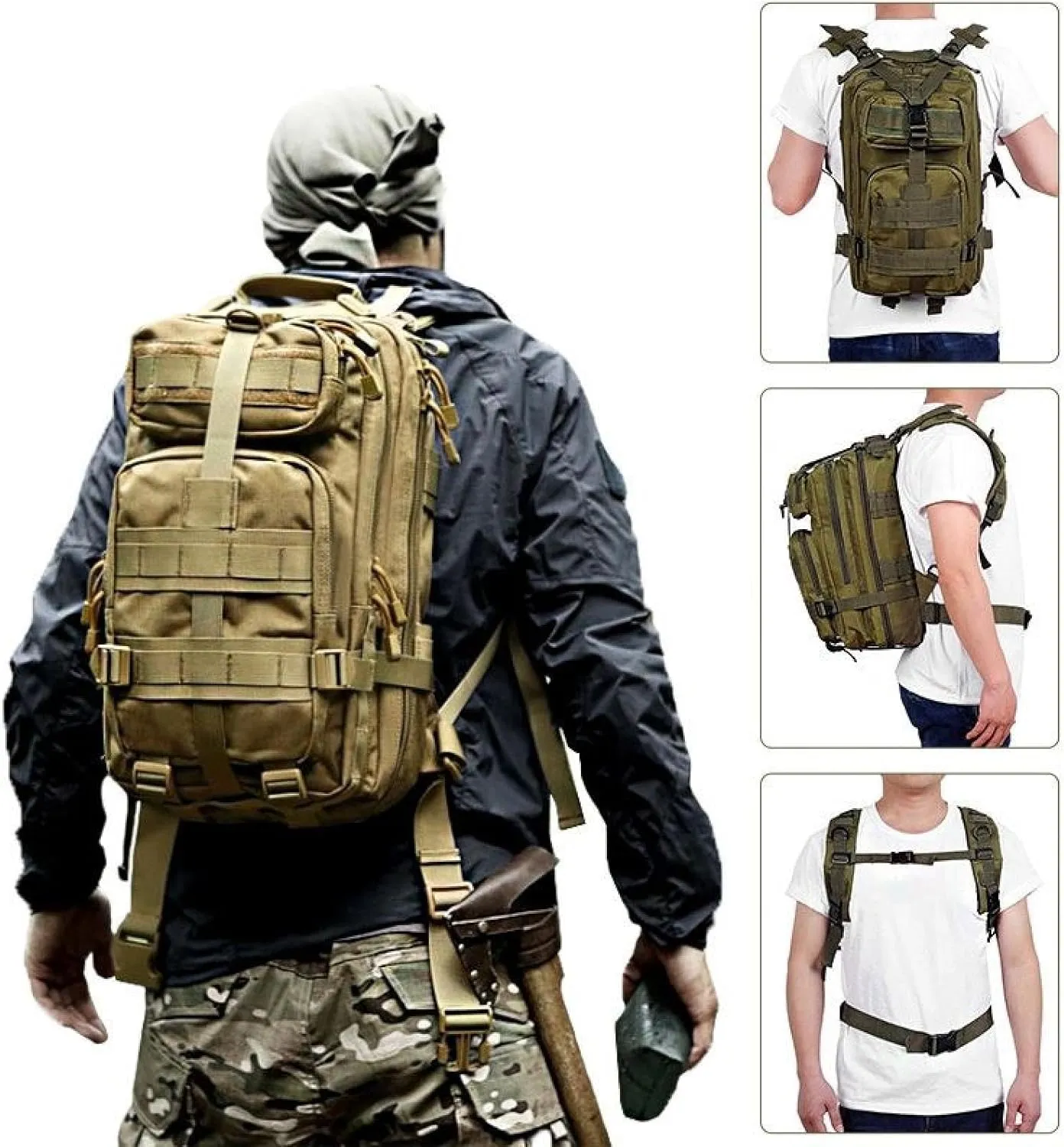 Tactical Backpack Outdoor 3p Camouflage Canvas Backpack Mountaineering Trekking Camping Backpack
