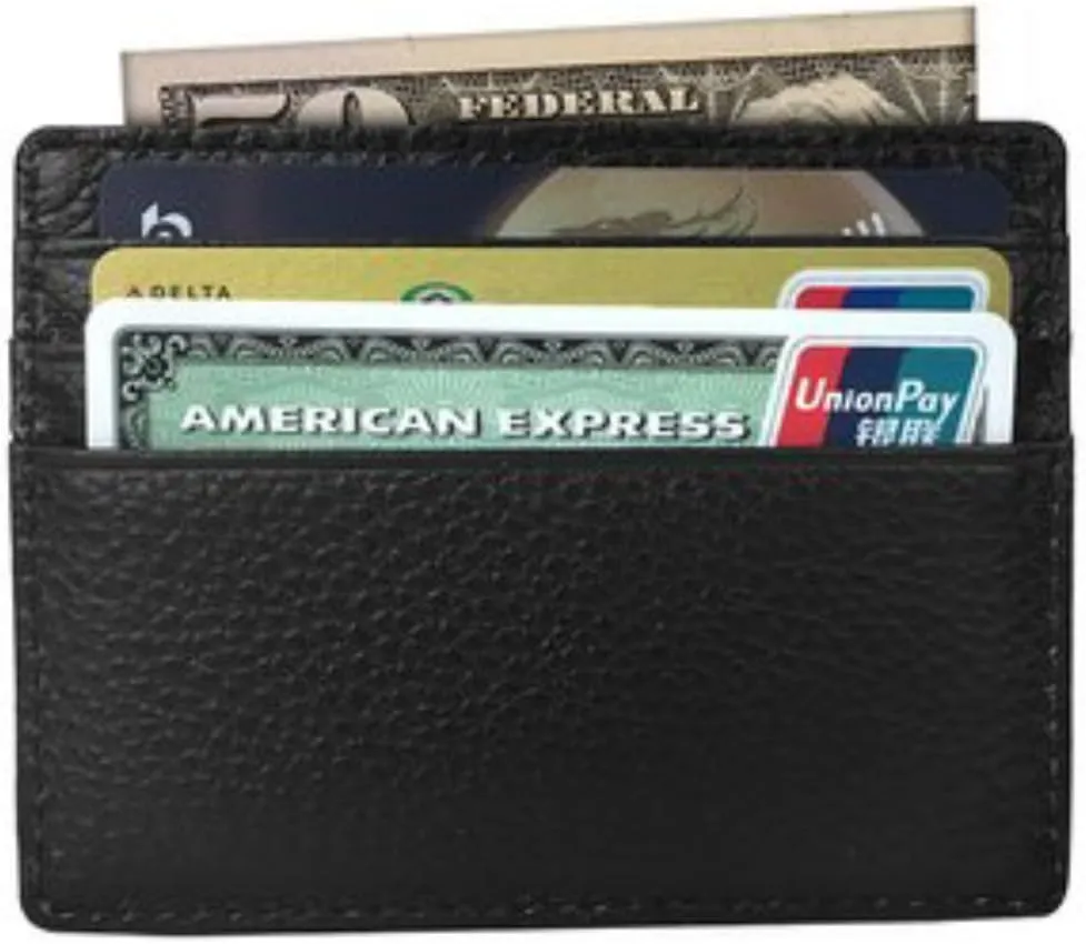Tapp Collections RFID Protect Slim Minimalist Pocket Leather Wallet Card Holder - Black