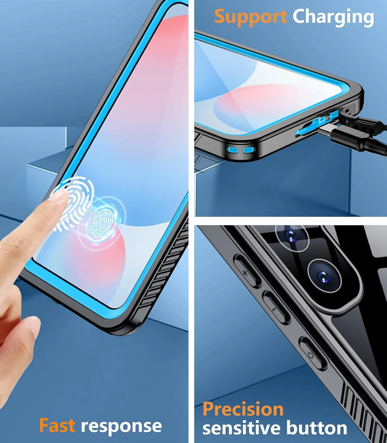 Temdan for Samsung Galaxy S24 FE Case Waterproof, [Military-Grade Drop Protection] [IP68 Underwater] Full Body Heavy Duty Rugged Shock-Proof Case for S24 FE 6.7''-Blue