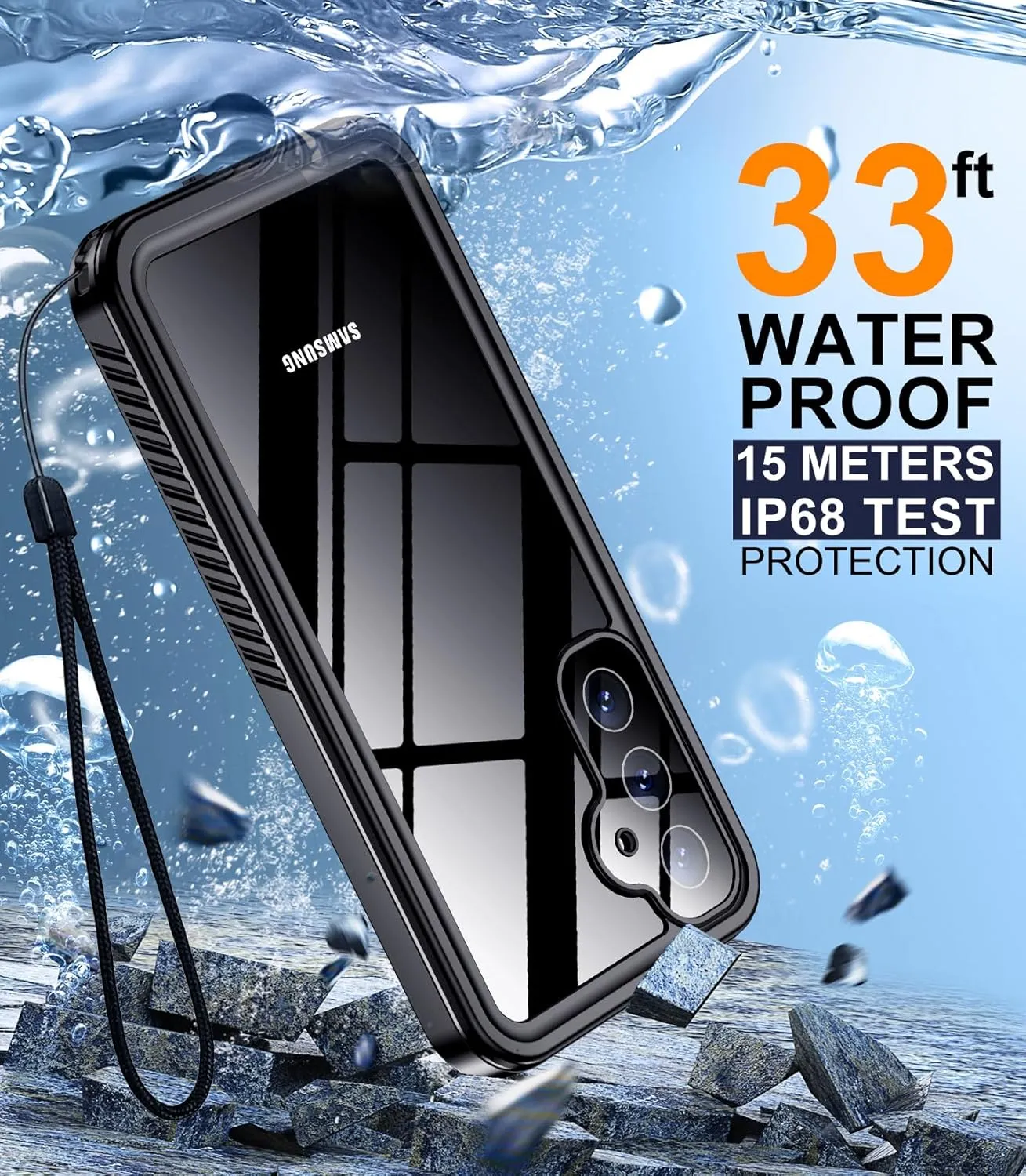 Temdan for Samsung Galaxy S24 FE Case Waterproof, [Military-Grade Drop Protection] [IP68 Underwater] Full Body Heavy Duty Rugged Shock-Proof Case for S24 FE 6.7''-Blue