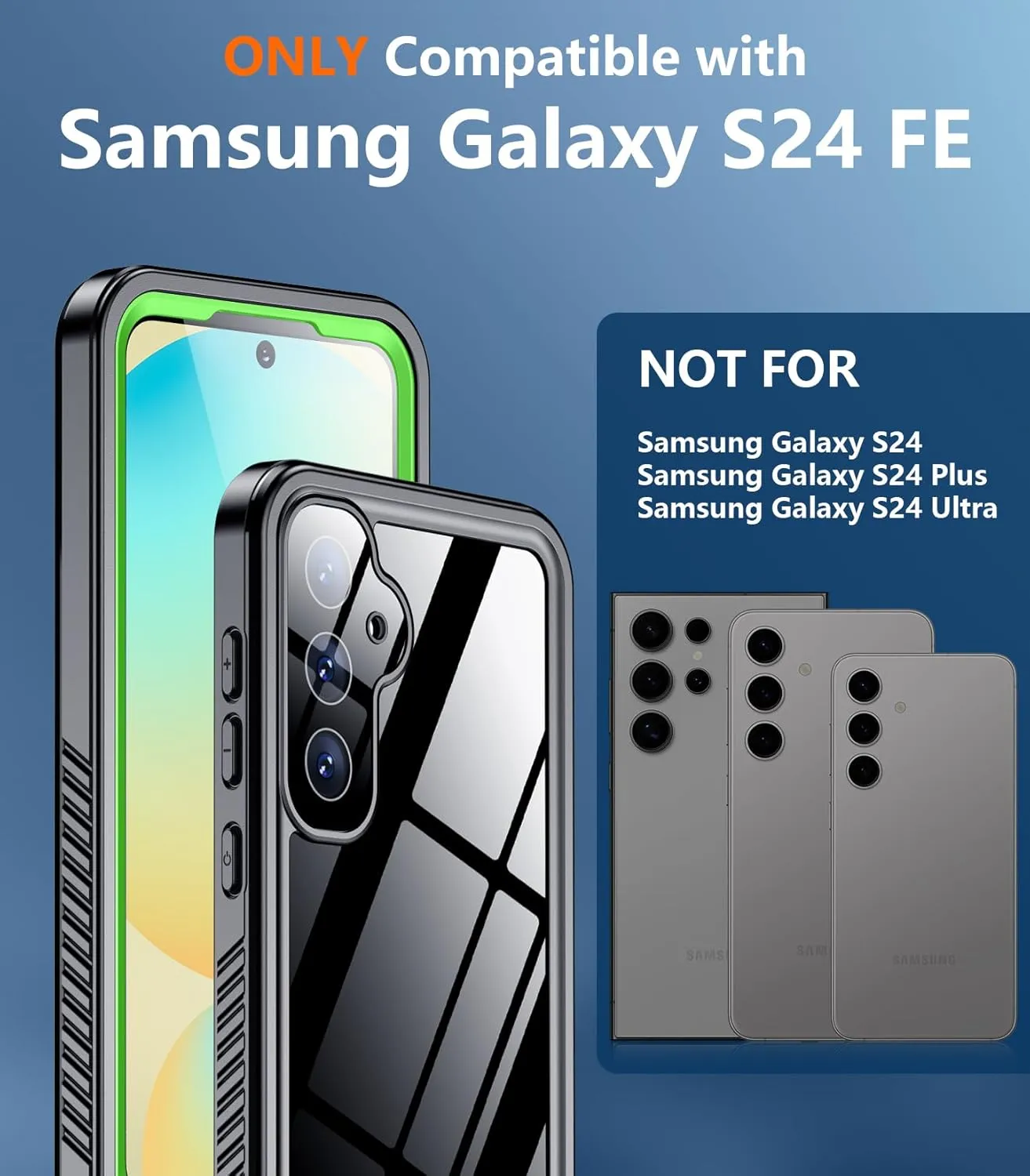 Temdan for Samsung Galaxy S24 FE Case Waterproof, [Military-Grade Drop Protection] [IP68 Underwater] Full Body Heavy Duty Rugged Shock-Proof Case for S24 FE 6.7''-Green