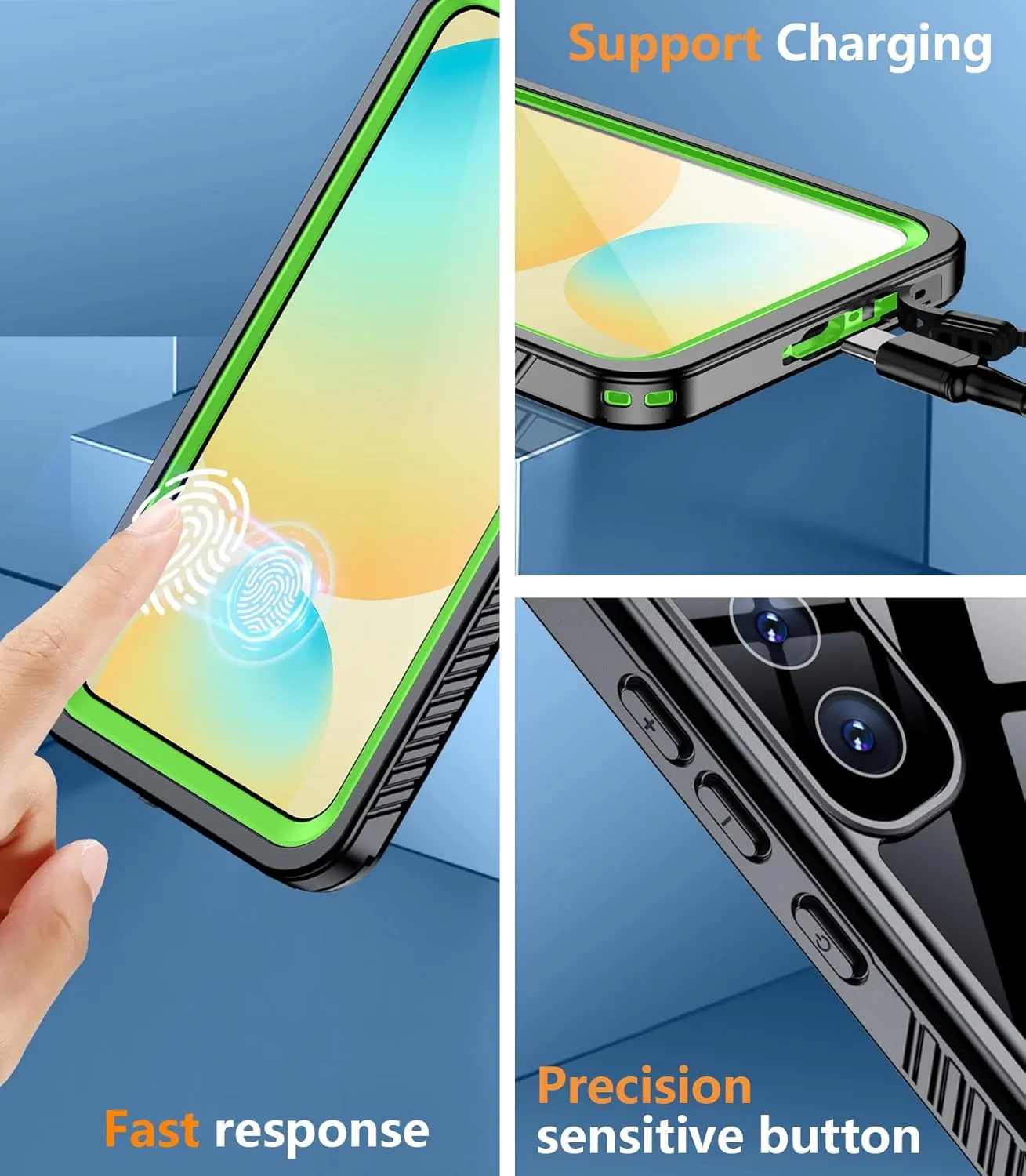 Temdan for Samsung Galaxy S24 FE Case Waterproof, [Military-Grade Drop Protection] [IP68 Underwater] Full Body Heavy Duty Rugged Shock-Proof Case for S24 FE 6.7''-Green
