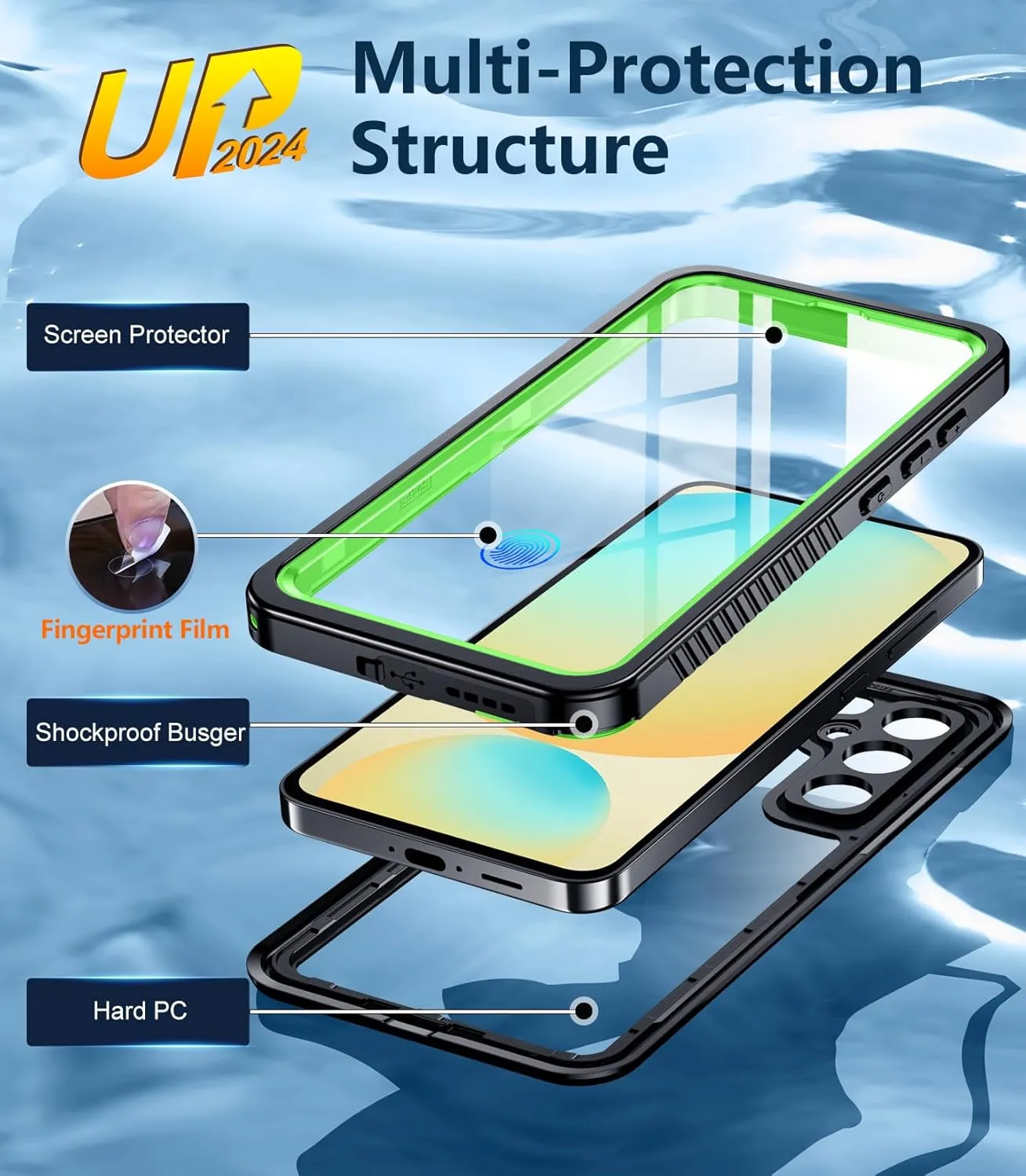 Temdan for Samsung Galaxy S24 FE Case Waterproof, [Military-Grade Drop Protection] [IP68 Underwater] Full Body Heavy Duty Rugged Shock-Proof Case for S24 FE 6.7''-Green