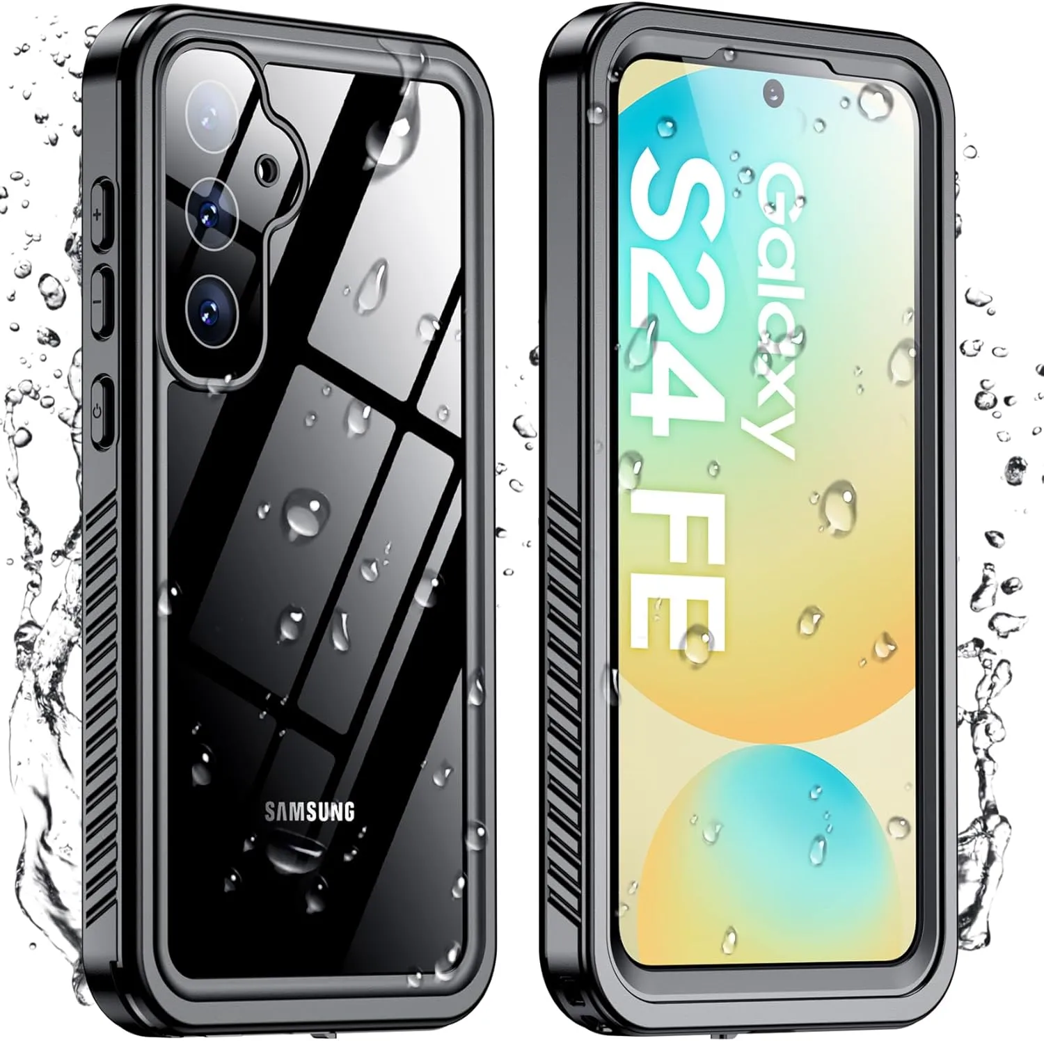 Temdan for Samsung Galaxy S24 FE Case Waterproof, [Military-Grade Drop Protection] [IP68 Underwater] Full Body Heavy Duty Rugged Shock-Proof Case for S24 FE 6.7 Inch Black