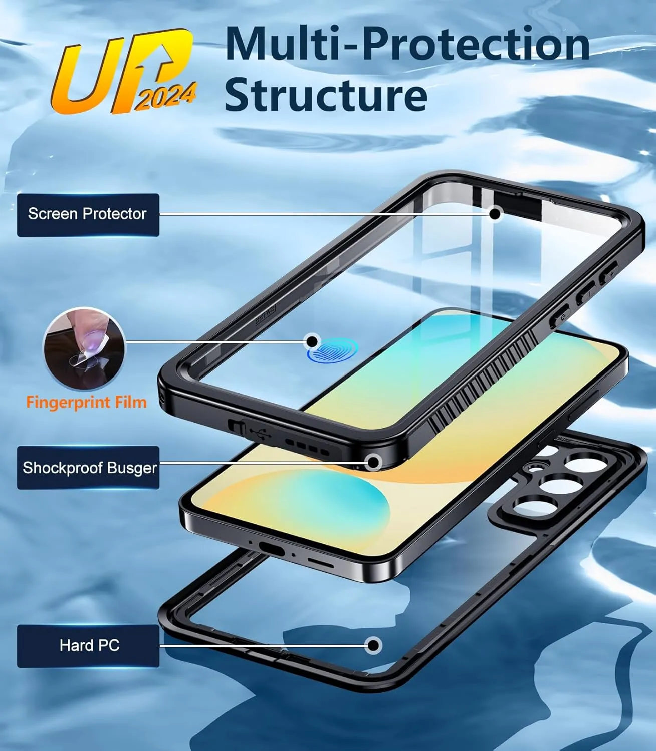 Temdan for Samsung Galaxy S24 FE Case Waterproof, [Military-Grade Drop Protection] [IP68 Underwater] Full Body Heavy Duty Rugged Shock-Proof Case for S24 FE 6.7 Inch Black