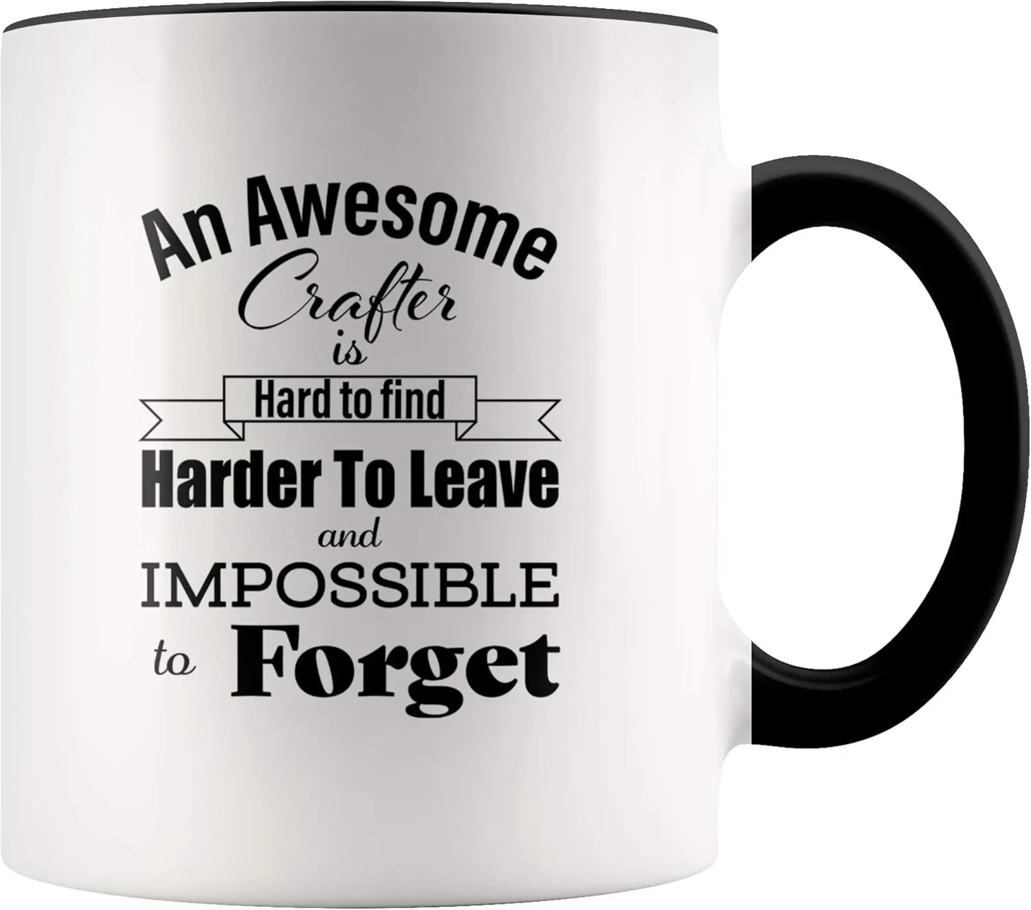 Thank You Gifts for Crafter Coffee Mug - Appreciation Retirement Christmas - Leather Jewelry Woodcrater Lenscrafter Manager - Black Color Accent - 11oz White Cup