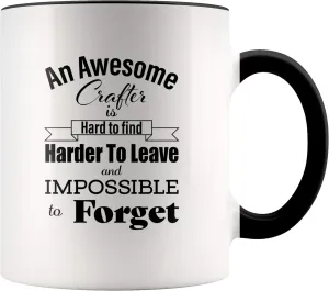 Thank You Gifts for Crafter Coffee Mug - Appreciation Retirement Christmas - Leather Jewelry Woodcrater Lenscrafter Manager - Black Color Accent - 11oz White Cup