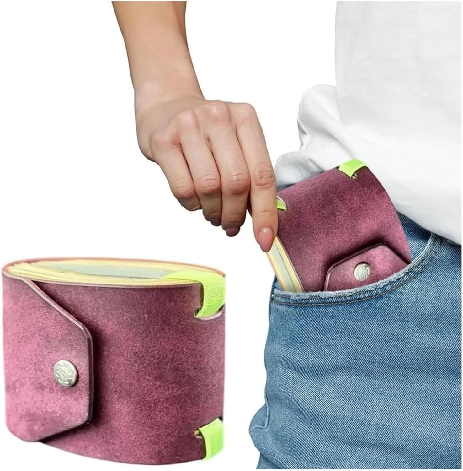 The Cash Wrap Wallet Fast Cash Access Money Holder Handy Purse Bands with Magnetic Clasp(Green Red)