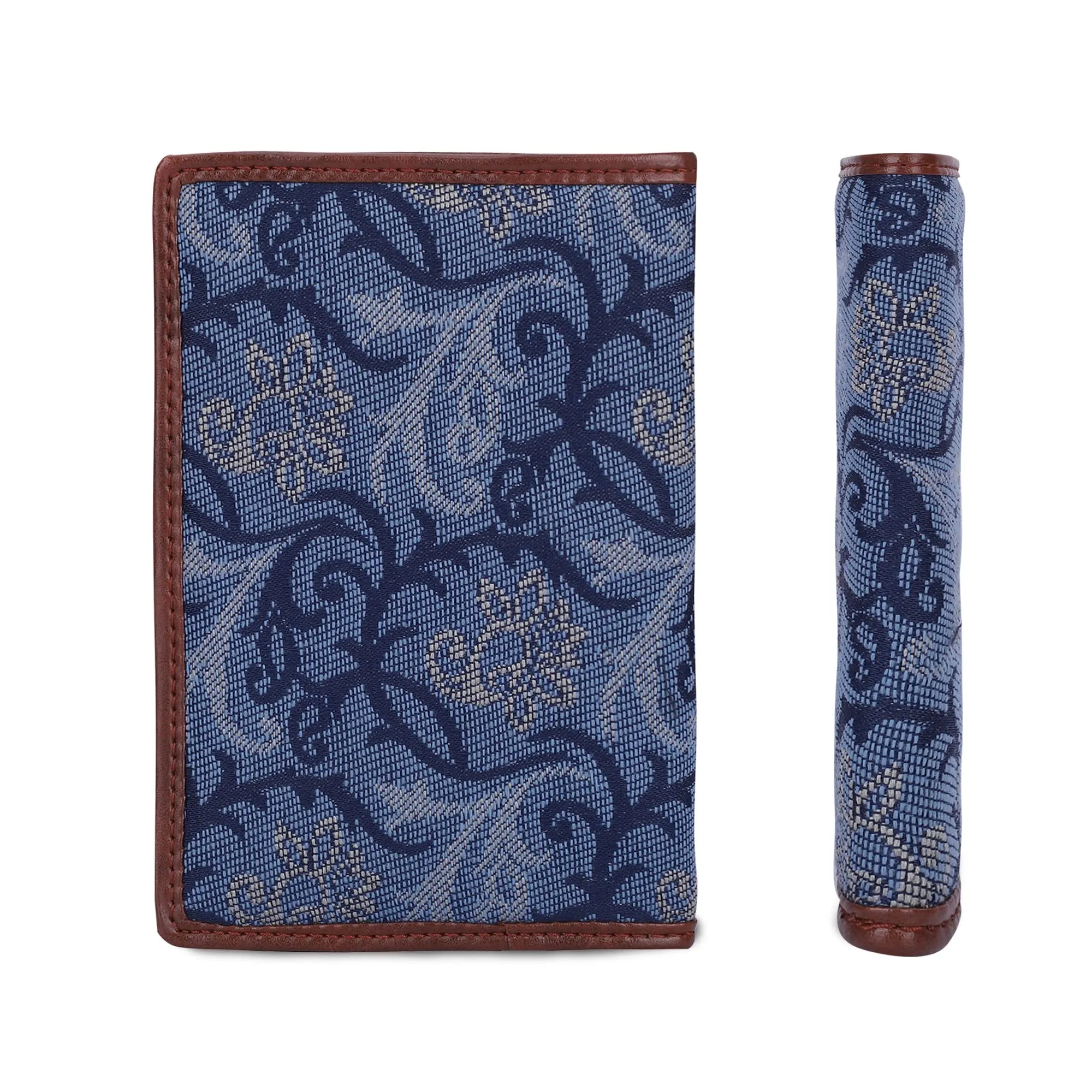 THE CLOWNFISH Glamour Fold Series Tapestry Fabric & Faux Leather Unisex Passport Wallet Travel Document Organizer (Magenta-Floral)