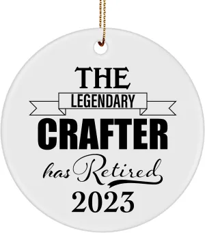 The Legendary Crafter Has Retired 2023 Circle Ornament Retirement Gifts for Leather Jewelry Woodcrater Lenscrafter Manager Christmas Tree Party Decoration Round Shaped Ceramic