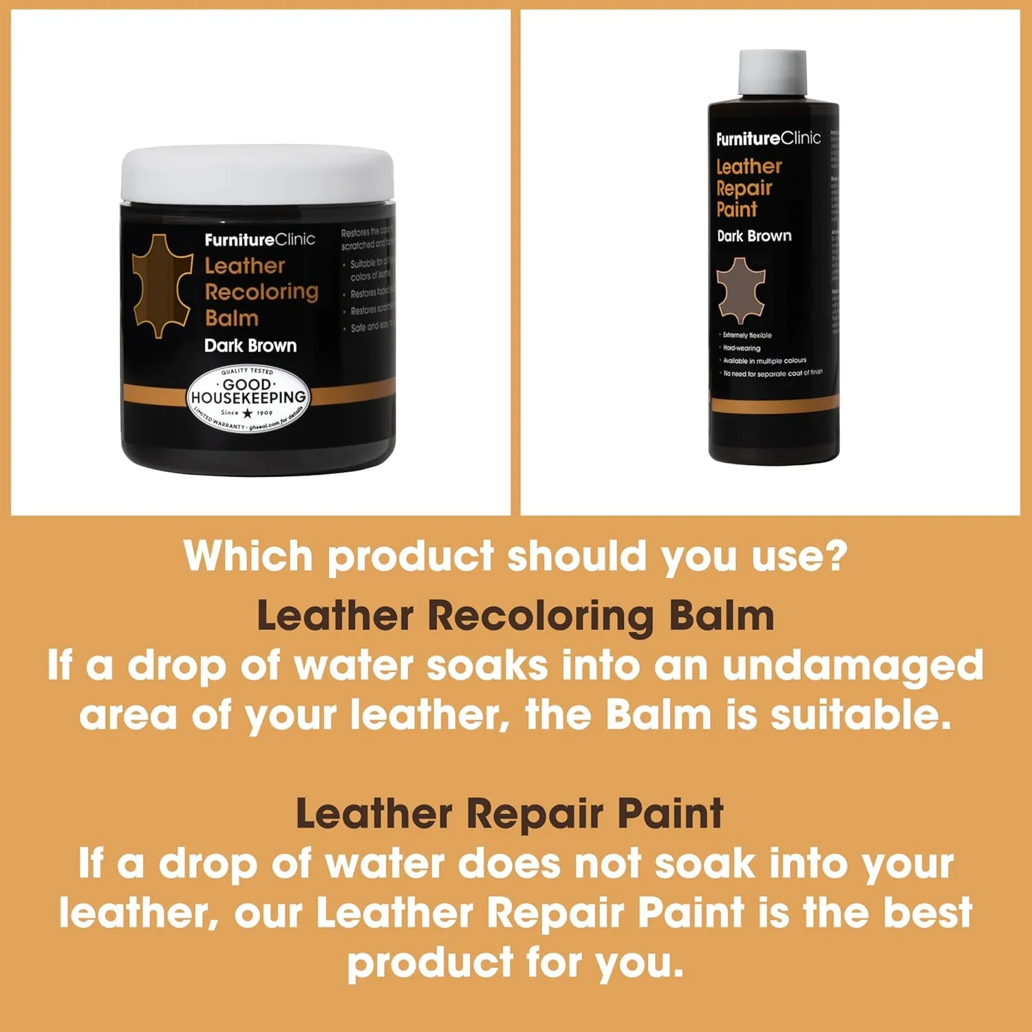 The Original Leather Recoloring Balm by Furniture Clinic - Dark Brown Leather Dye for Furniture, Couches & Car Seats - Restore Scratched, Faded, & Damaged Surfaces