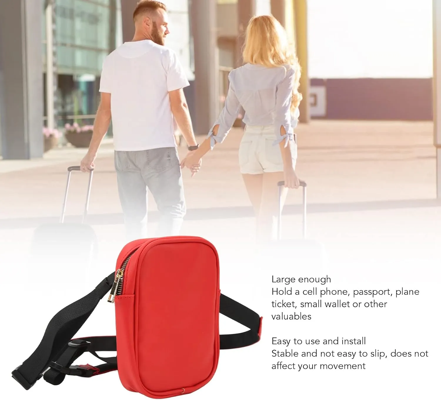 Thigh Harness Leg Bag Fanny Pack for Women, Leather Crossbody Bags with Easy Access, Large Capacity, Waterproof, Music Festival, Daily, Outdoor (Red)