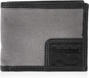 Timberland PRO Men's Canvas Leather RFID Billfold Wallet with Back Id Window