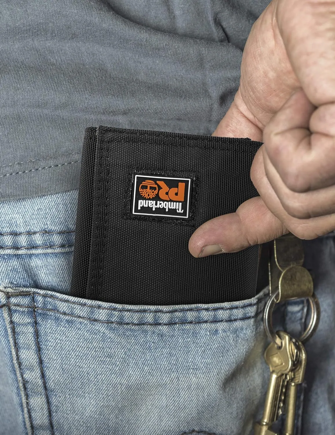 Timberland PRO Men's Cordura Nylon RFID Trifold Wallet with ID Window