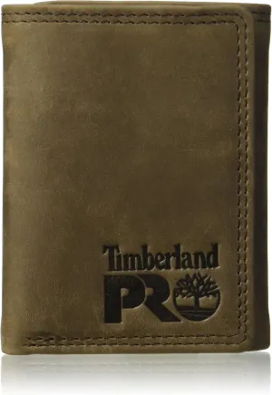 Timberland PRO Men's Leather RFID Trifold Wallet with Id Window