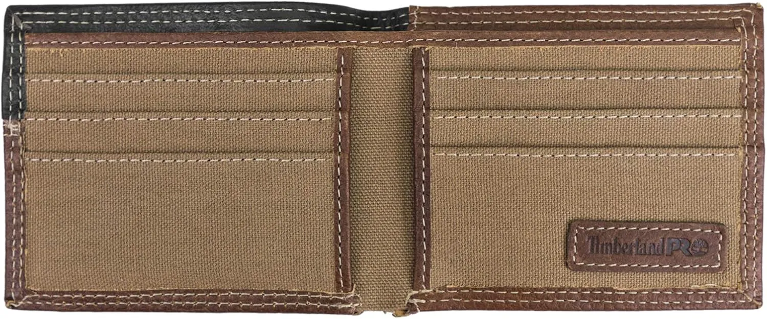 Timberland PRO Men's Slim Leather RFID Bifold Wallet with Back ID Window