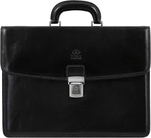 Time Resistance Leather Briefcase - Italian Handmade Leather Laptop Bag - Handbag for Men - Professional Computer Case