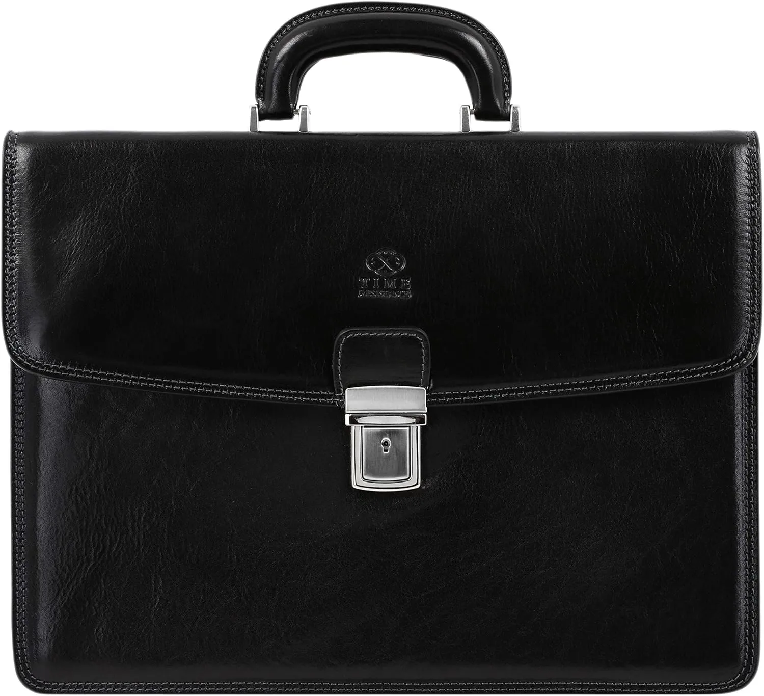 Time Resistance Leather Briefcase - Italian Handmade Leather Laptop Bag - Handbag for Men - Professional Computer Case