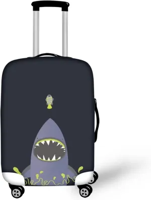 TODIYADDU Cartoon Shark Travel Thicken Elastic Color Luggage Suitcase Protective Cover, Apply to 18-32inch Cases, Travel Accessories, Daily Tools, Holiday Gifts for Father Mother, L