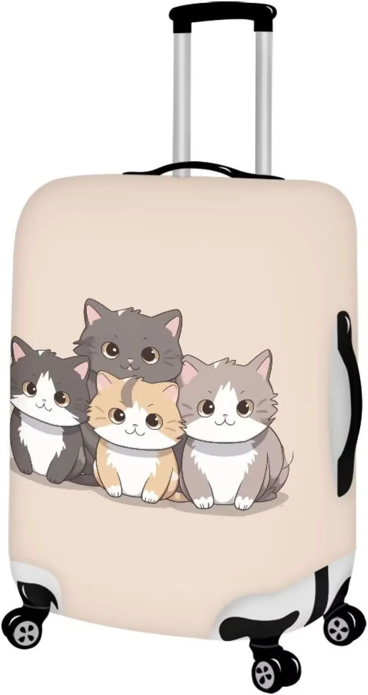 TODIYADDU Lovely Cats Thick Elastic Geometric Luggage Protective Cover Fashion Trolley Case for Suitcase Cover Baggage Travel Bag Cases Fits for Student Boy Girl Teens Adult Gifts, L