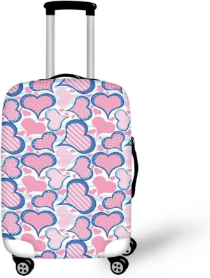 TODIYADDU Pink Love Heart Thick Elastic Geometric Luggage Protective Cover Fashion Trolley Case for Suitcase Cover Baggage Travel Bag Cases Fits for Student Boy Girl Teens Adult, M