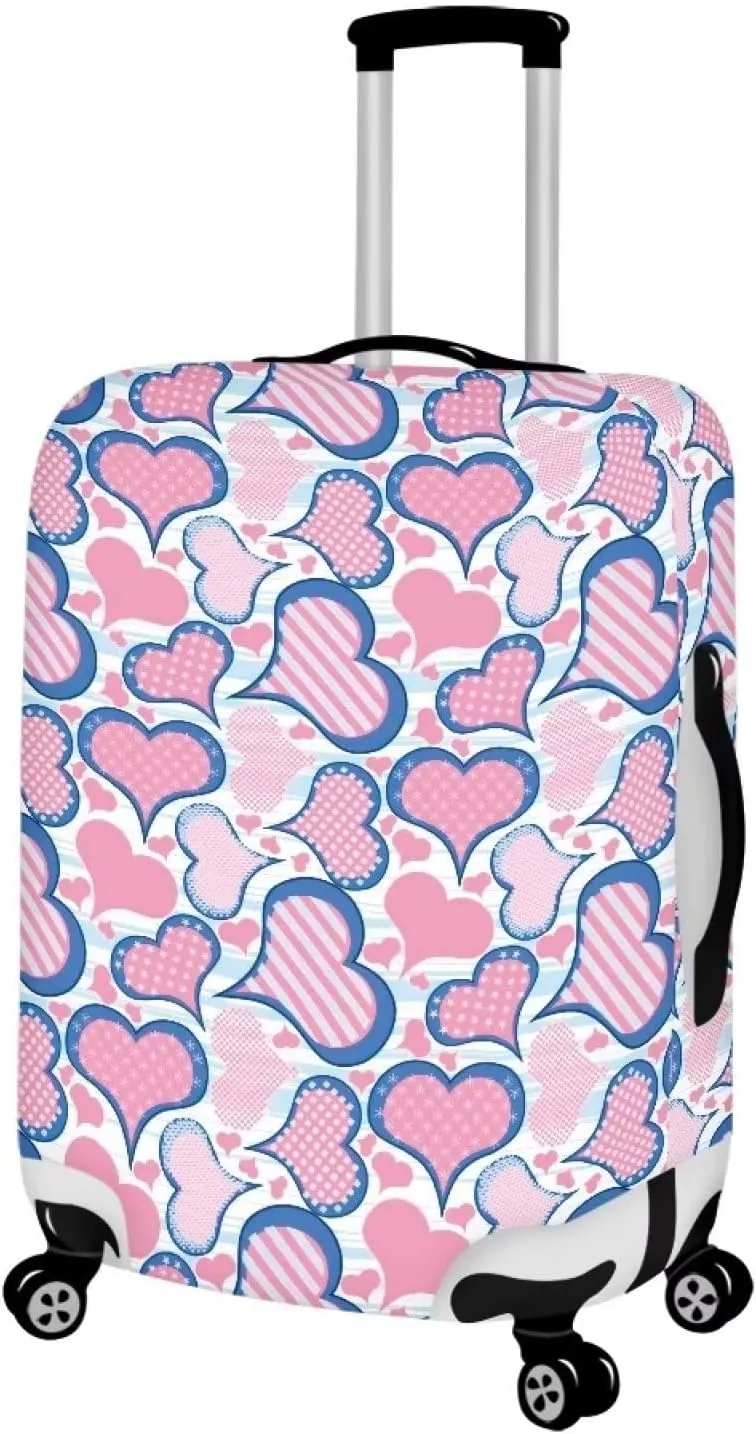 TODIYADDU Pink Love Heart Thick Elastic Geometric Luggage Protective Cover Fashion Trolley Case for Suitcase Cover Baggage Travel Bag Cases Fits for Student Boy Girl Teens Adult, M