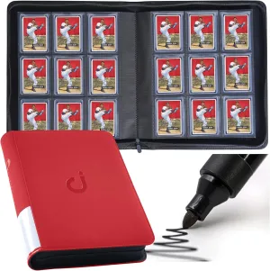 Top Loader Binder, Holds 288 Top Loaders - 9-Pocket Toploader Binder for 3" x 4" Rigid Card Holders for Trading Cards or Sports Cards, Model A - Classic Red