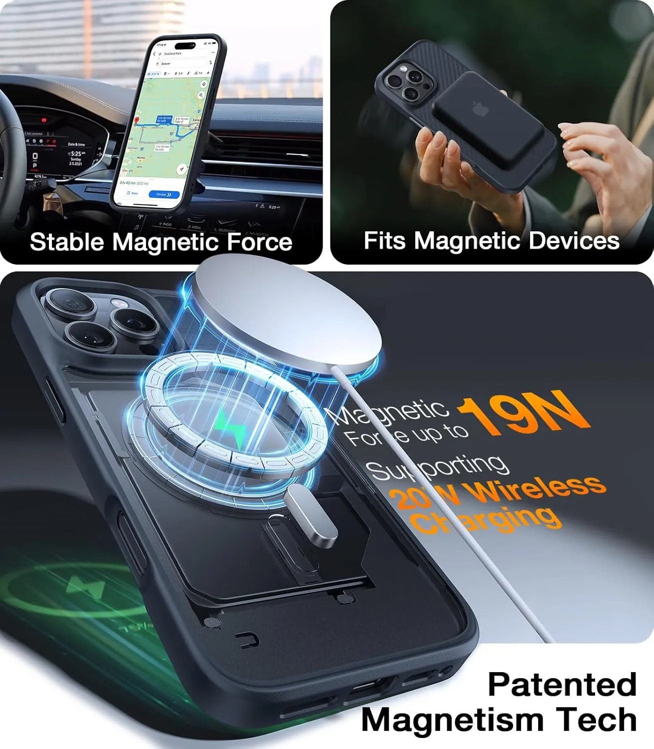 TORRAS Magnetic Shockproof for 16 Pro Max Case, [Compatible with MagSafe] [4X Military-Grade Drop Tested] Translucent Slim Protective Case for 16 Pro Max Anti-Fingerprint Anti-Scratch, Kevlar Black