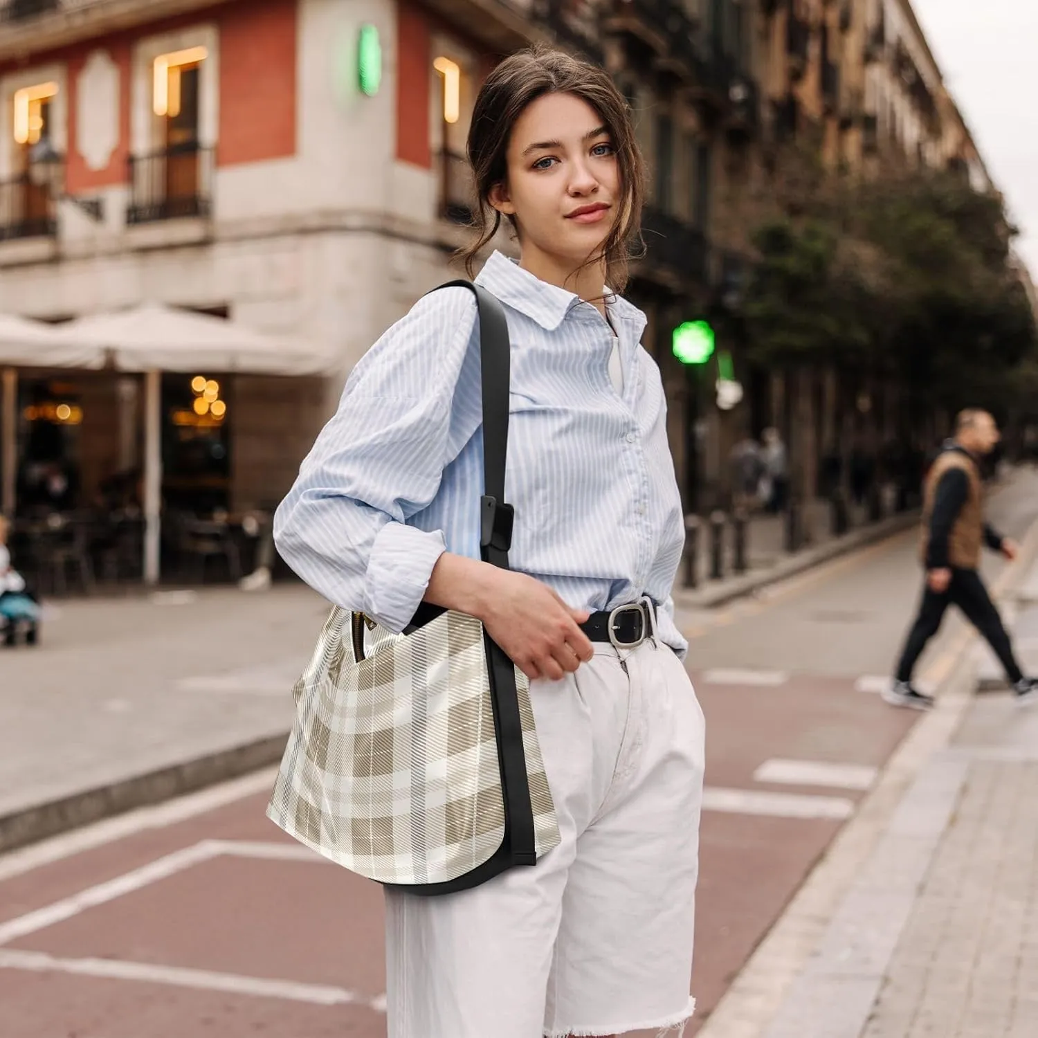 Tote Bag for Women Leather Shoulder Bag Crossbody Bag Girls Cute Tote Bag with Zipper for Work Checkered