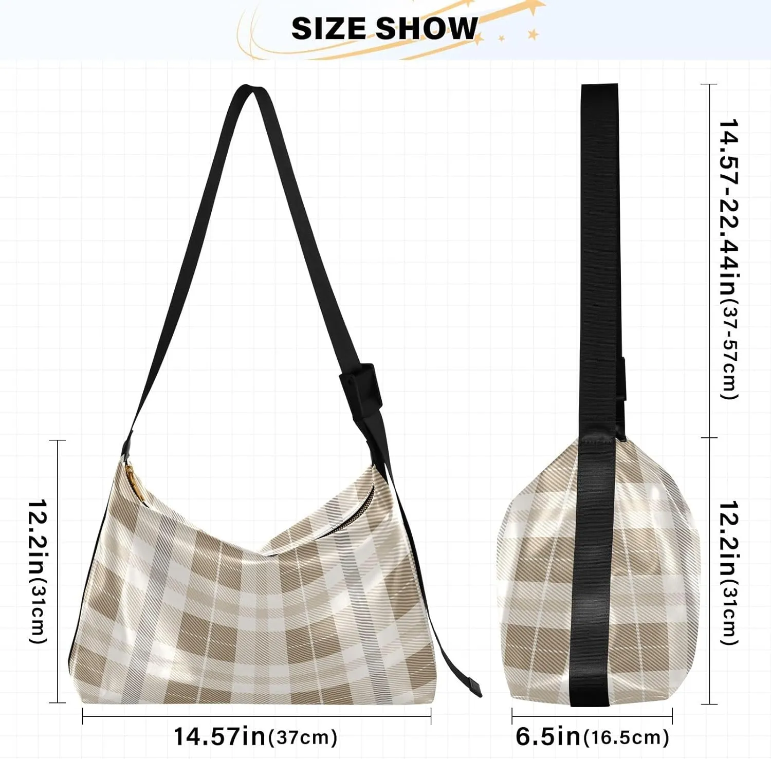 Tote Bag for Women Leather Shoulder Bag Crossbody Bag Girls Cute Tote Bag with Zipper for Work Checkered