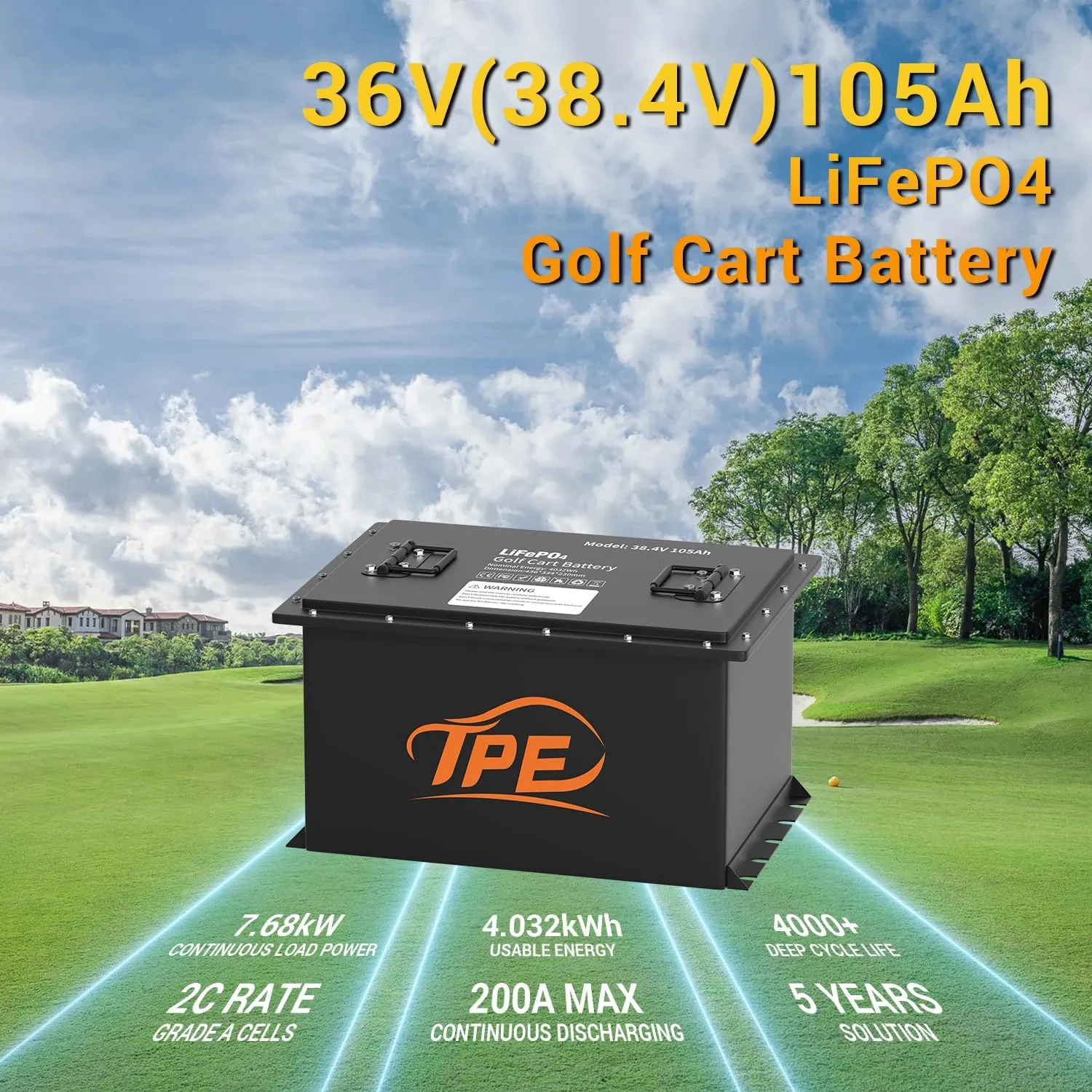 TPE Golf Cart 48V 15 Amp 36V 18Amp Lithium Iron Phosphate Charger Dual Port