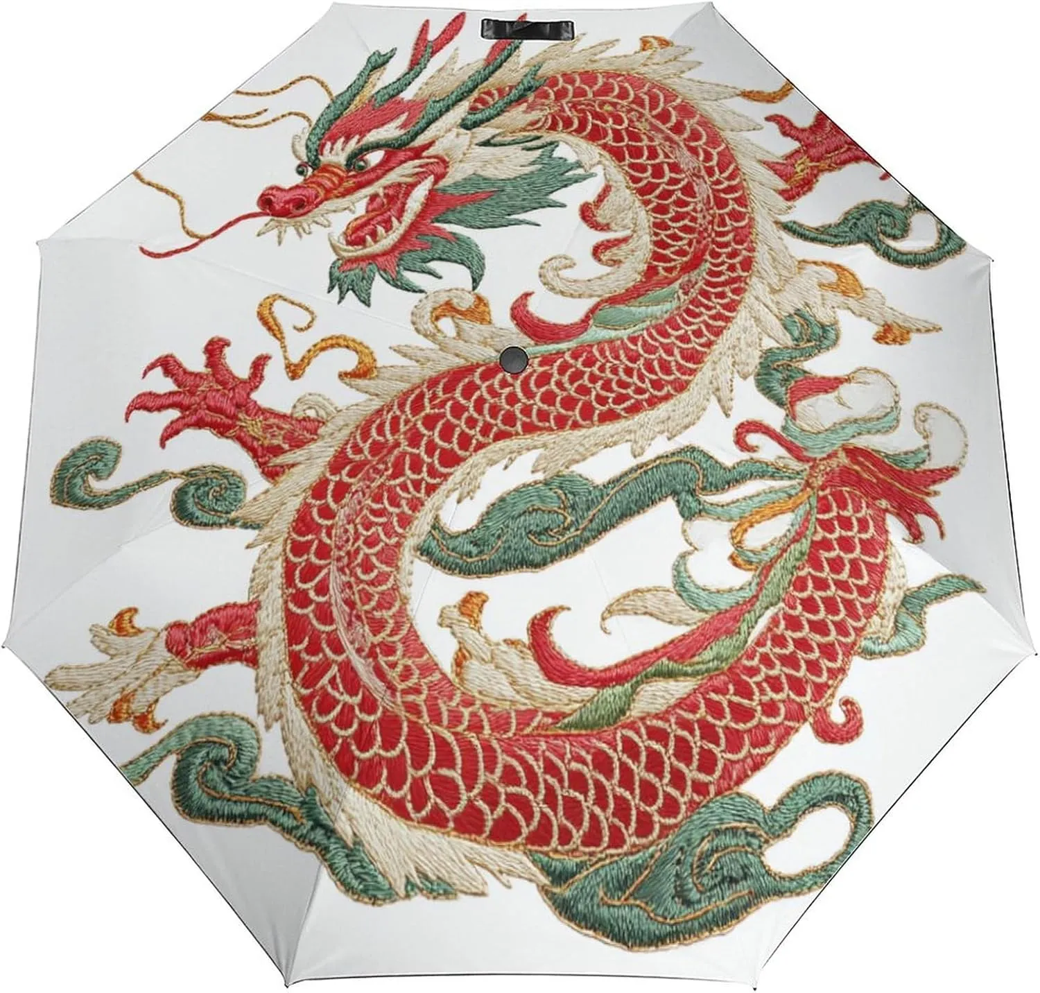 Traditional Chinese Dragon Compact Folding Travel Umbrella Chinoiserie Style Umbrella Auto Open Close Windproof & Rainproof Umbrella Umbrella for Adults