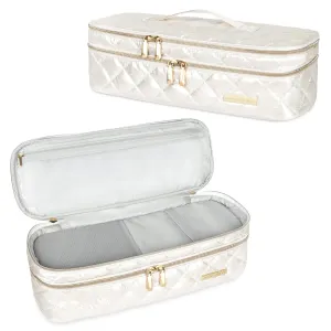 Travel Carrying Case for Hair Dryer Shark Flexstyle Dyson Airwrap, Double-Layer Hair Accessories Tools Storage Case for Revlon One-Step, Shockproof Protection Organizer Travel Carrier Bag, Cream