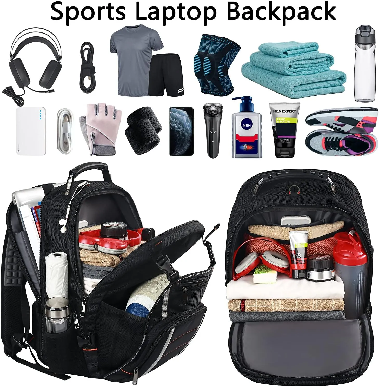 Travel Laptop Backpack,Extra Large Bookbag for Men Women,Basketball Backpack with USB Charging Port RFID Anti Theft TSA Approved Fits 17 Inch Computer Notebook,Water Resistant,College backpack