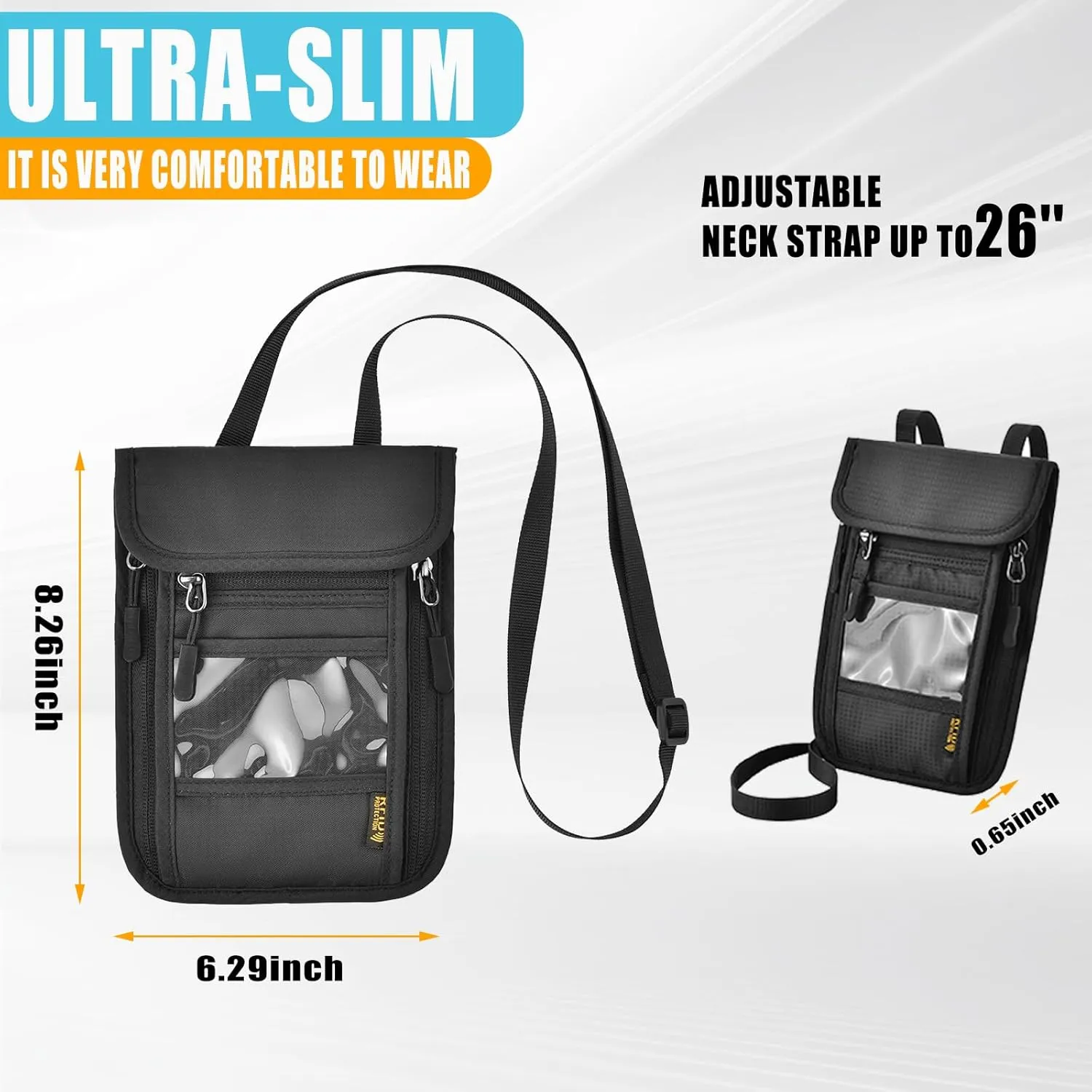 Travel Neck Wallet with RFID Protection, Versatile Passport Wallet, Passport Holder Pouch for Men and Women with Neck Lanyard Strap