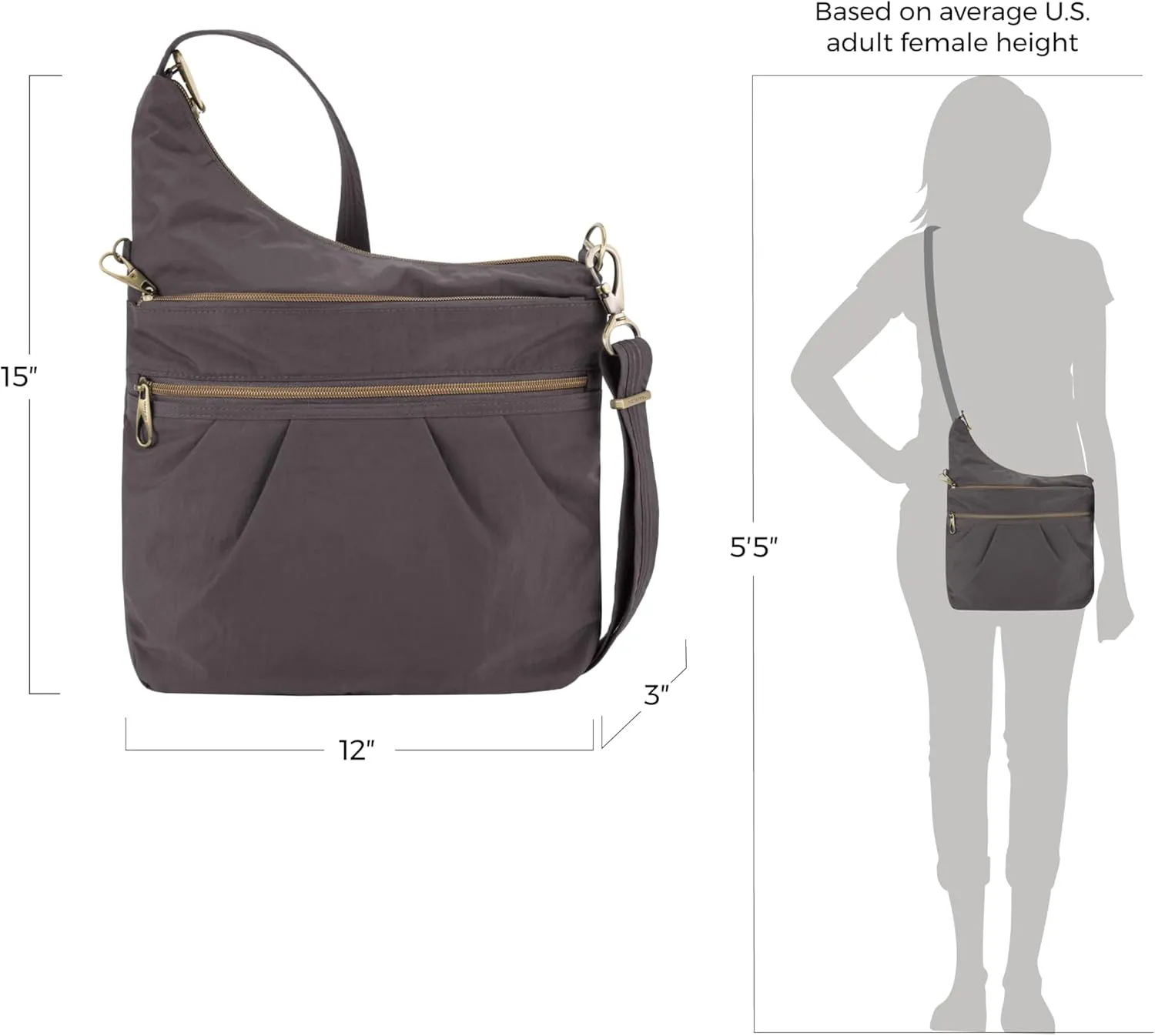 Travelon Anti-Theft Signature 3 Compartment Crossbody Bag