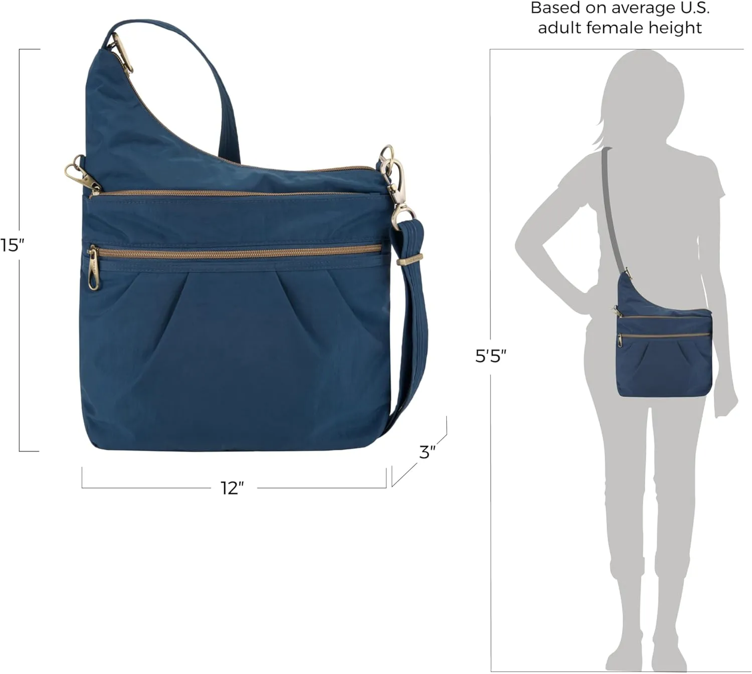 Travelon Anti-Theft Signature 3 Compartment Crossbody Bag