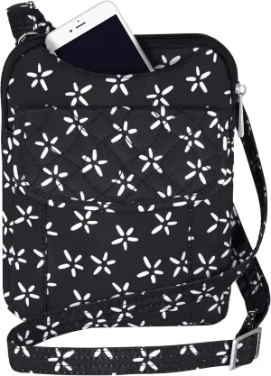 Travelon Anti-Theft Signature Slim Pouch (A B/W SMALL FLOWER PRINT)