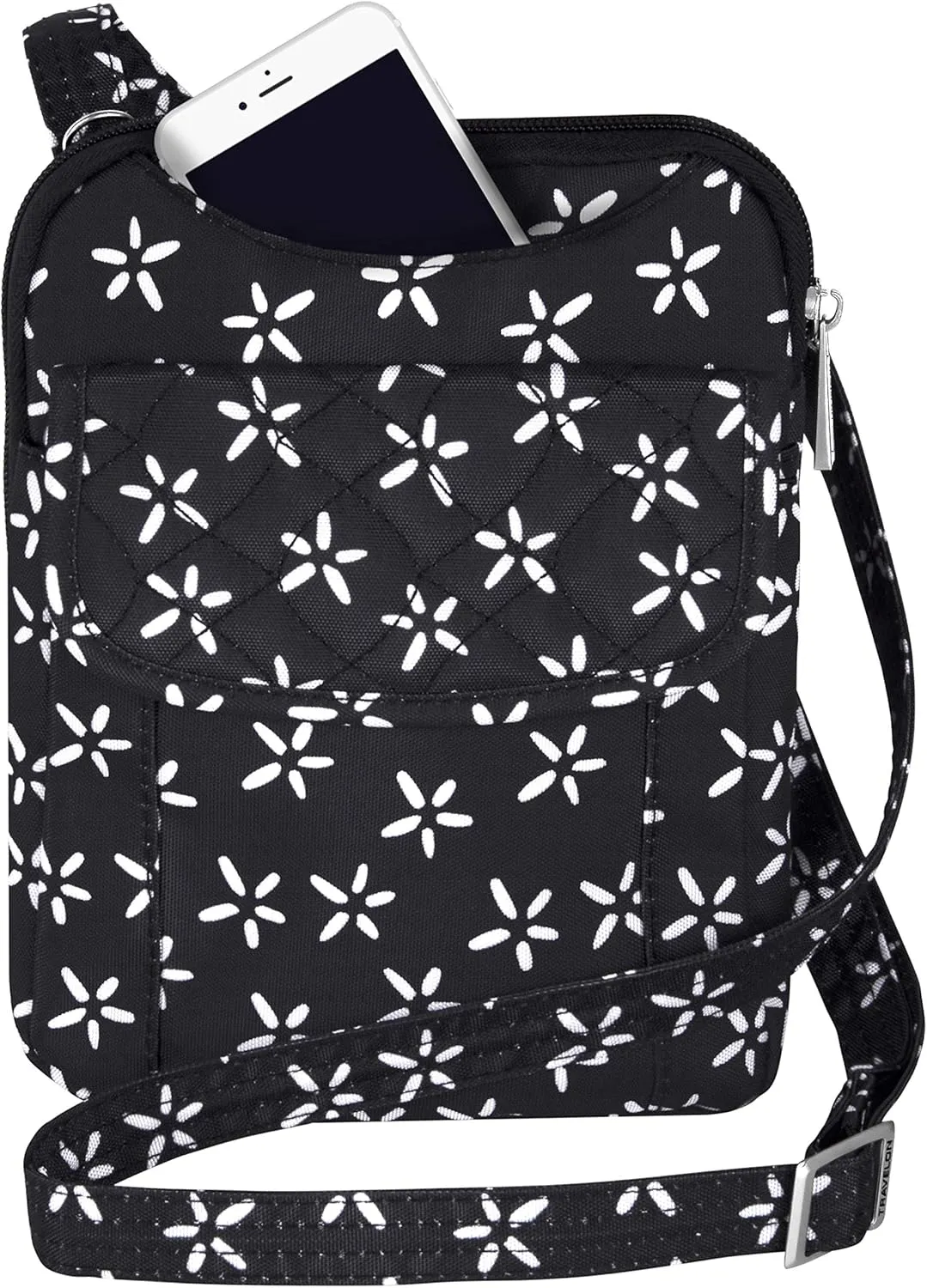 Travelon Anti-Theft Signature Slim Pouch (A B/W SMALL FLOWER PRINT)