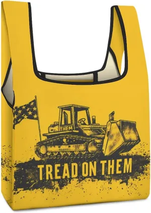 Tread On Them Killdozer Flag Novelty Reusable Grocery Bag Fold-able Shopping Bags Washable Tote Lightweight Storage Pouch with Handle
