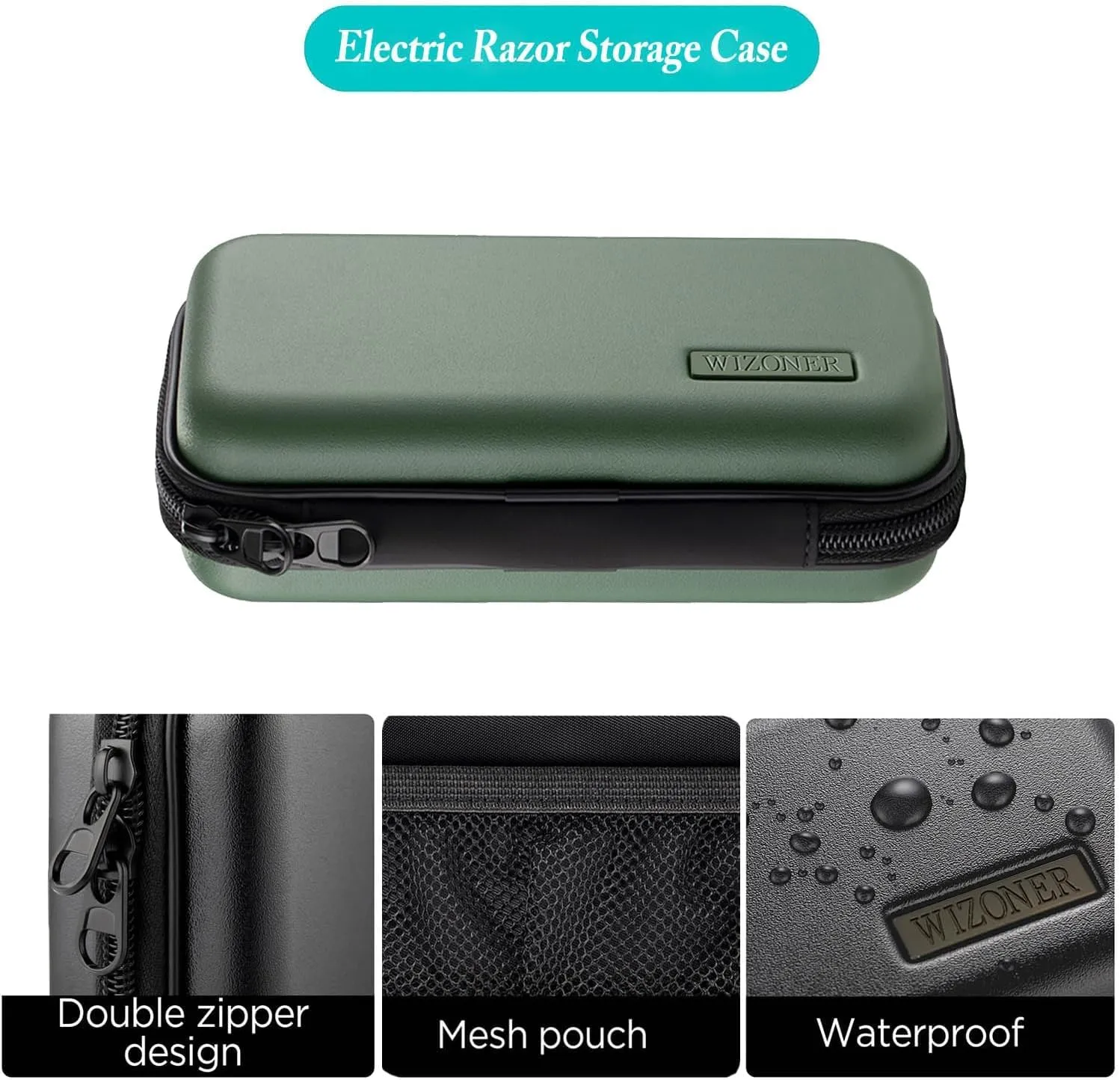 Trimmer Case, Razor Storage Bag Shaver Travel Hard EVA Storage box for Electric Trimmer and Accessories - Case Only (Green)