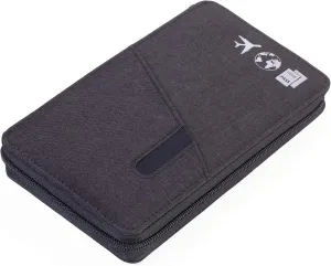TROIKA CARGOSAFE – TRV90/DG – Travel case   zipper – fraud prevention (RFID chips) – 4 card compartments, 2 compartments for passports, boarding tickets – mesh pocket, pen loop –TROIKA-original