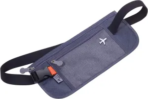 TROIKA SICHERHEITSGURT – BLB20/GY – Belt bag   2 zipper compartments – money belt –fraud prevention (RFID chips) – for tickets, passport, ID card, driving license, boarding cards – TROIKA-original