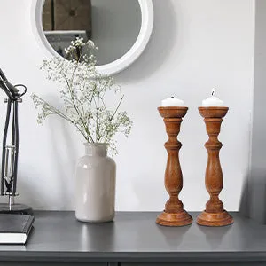 Tuli Pillar Candleholder Set of 2 - Brown