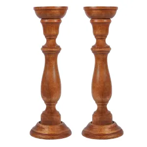 Tuli Pillar Candleholder Set of 2 - Brown