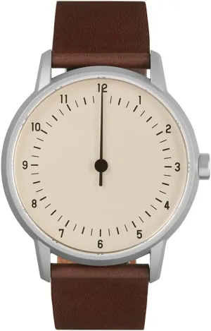 Twelve 01 - Dark Brown Leather, Silver Case, Crème Dial