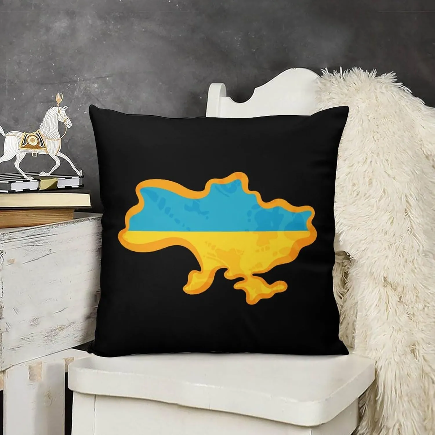 Ukrainian Flag Map Plush Pillow Cases Soft Pillow Covers Smooth Cushion Covers for Sofa Bed Set of 4 16 ""x16, vdzsgv4643